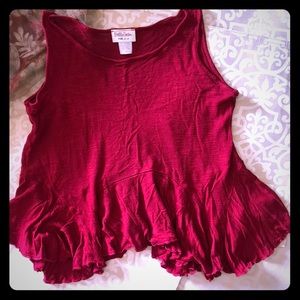 GIRLS 🎀 SZ 8-10 Red ruffle-bottomed tank top